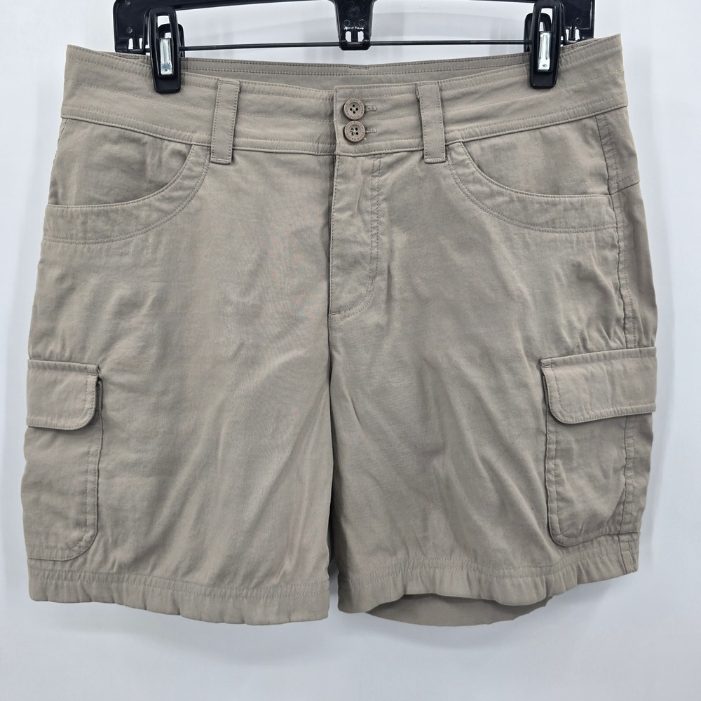 Eddie Bauer Shorts Women 8 Travex Cargo Shorts Tan Khaki Hiking Outdoor Travel